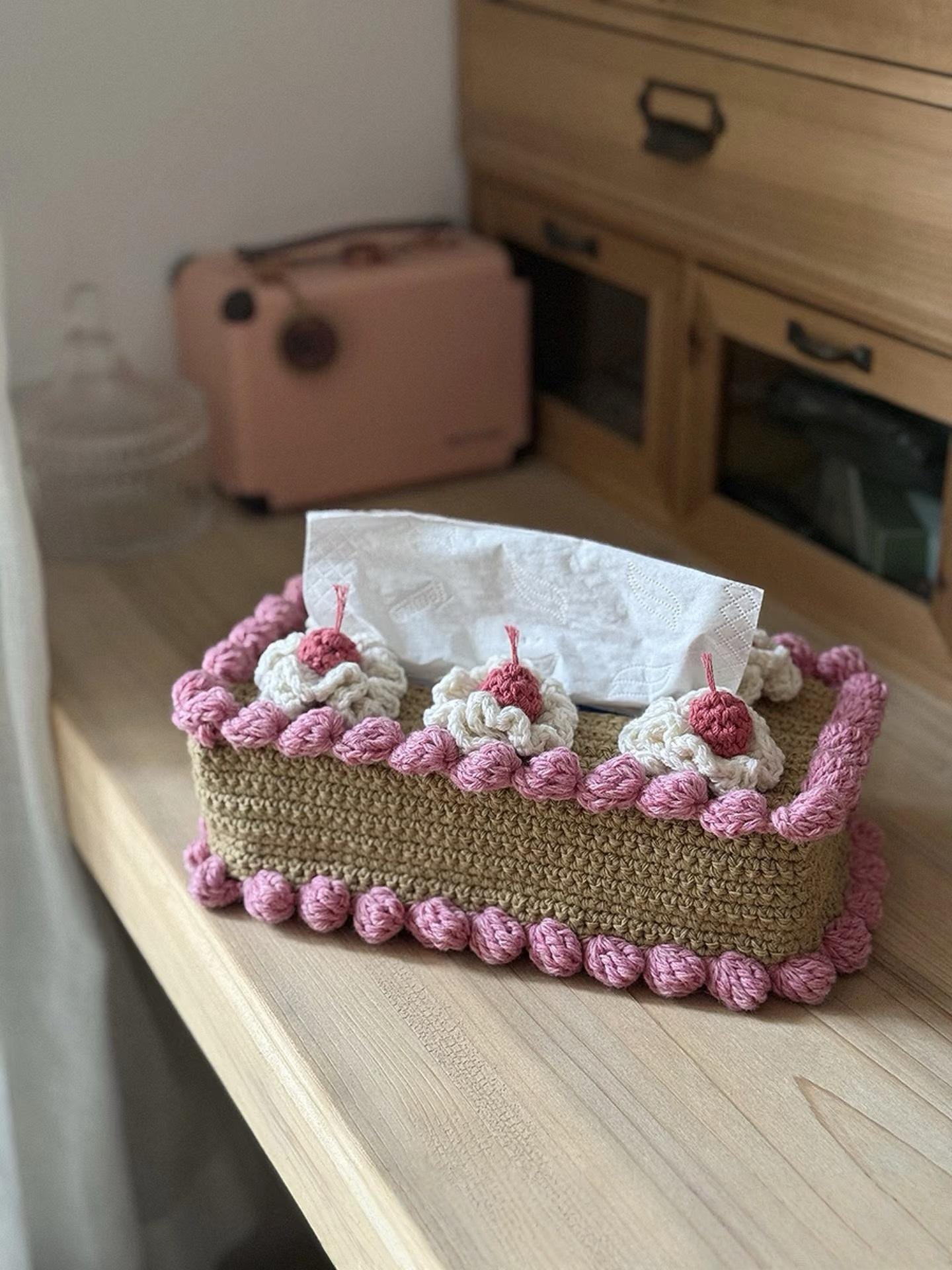 Crochet Pattern Amigurumi Strawberry Cake Tissue Box Cover