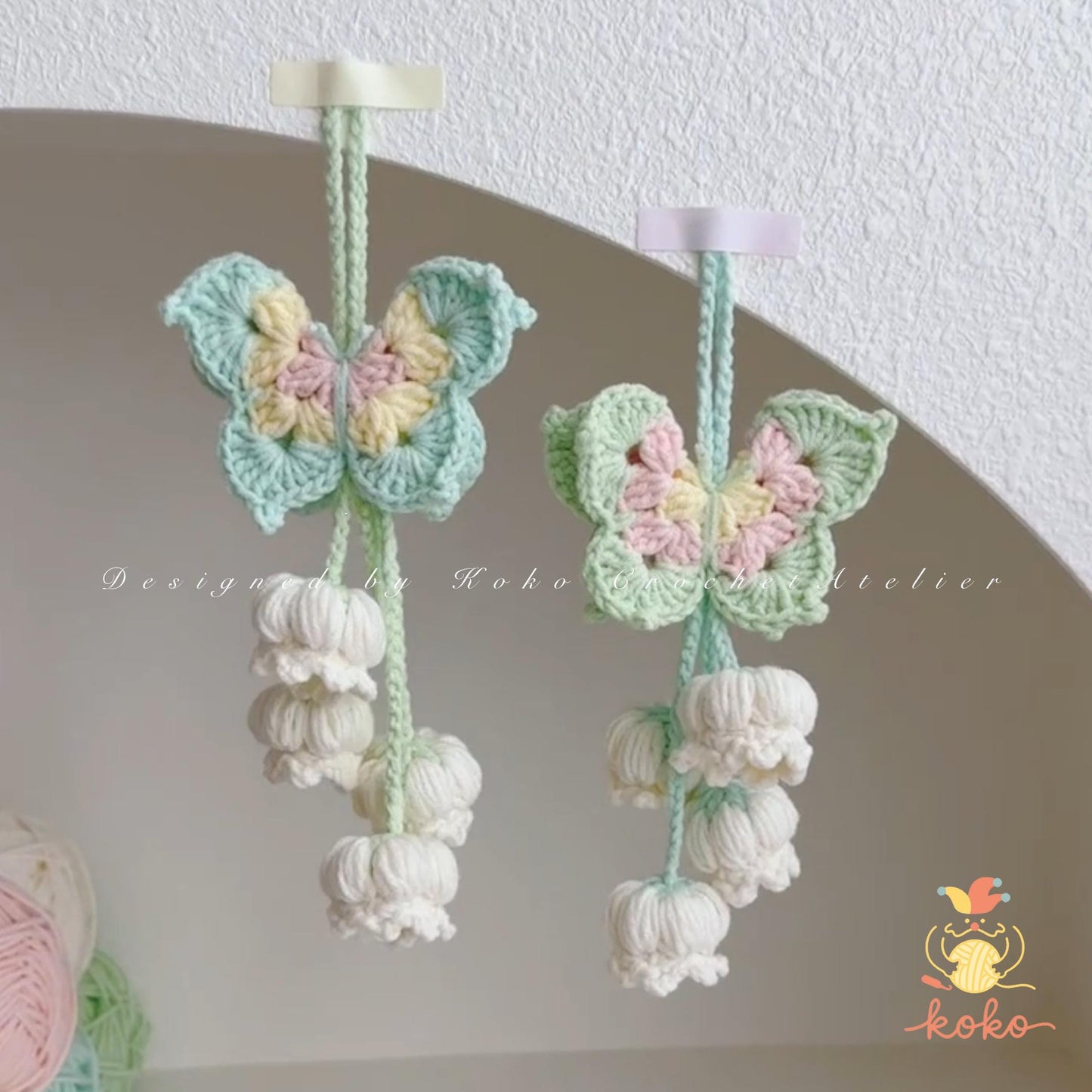 Butterfly Lily of the Valley Pendant Crochet Pattern - Easy Hanging Charm PDF