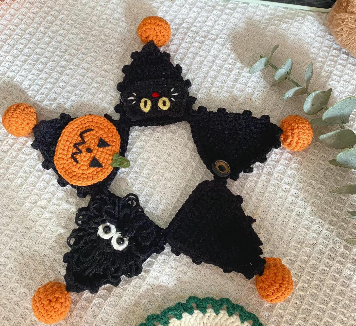 PDF Crochet Pattern Pumpkin Halloween pet collar