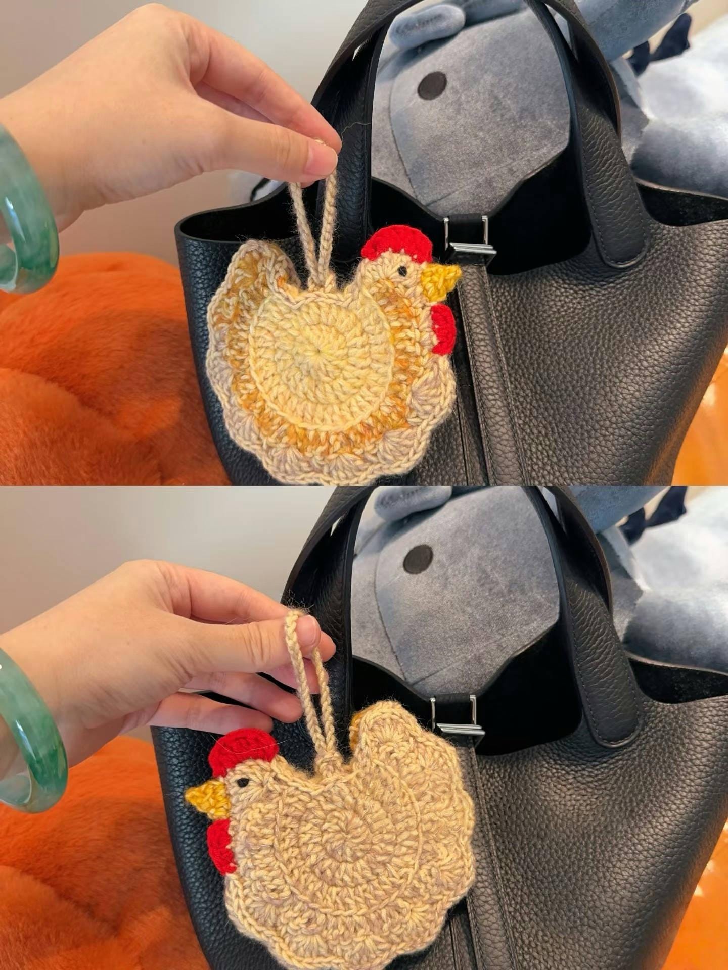 CROCHET PATTERN - Farmhouse Chicken Earbuds Pouch, Crochet Pattern Instant Digital Download, Easy Chicken Crochet, Kitchen pendant