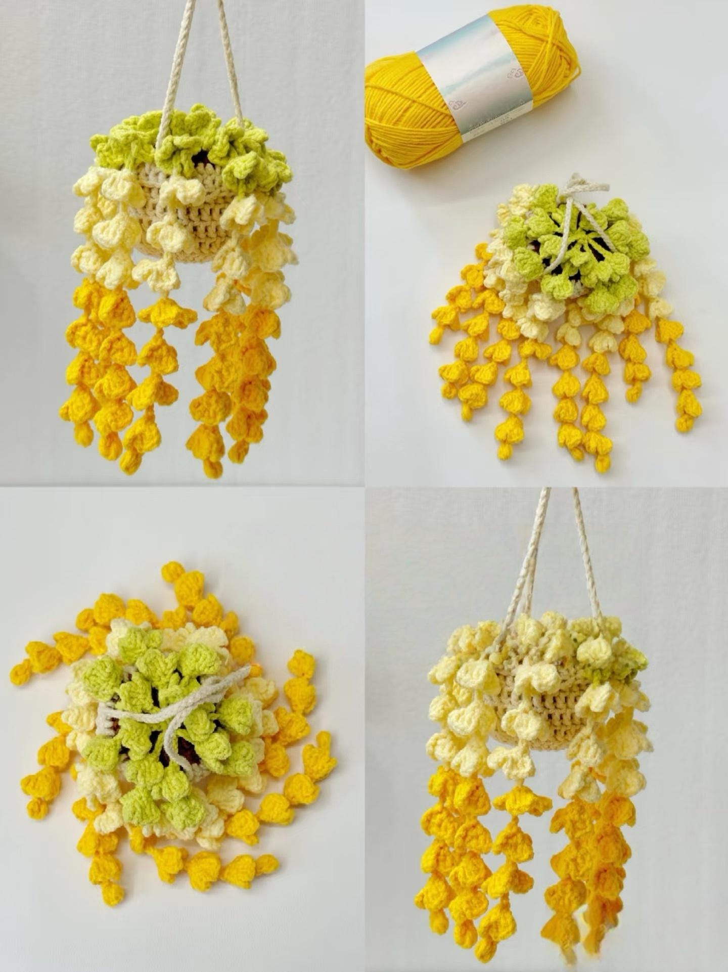 Wisteria Hanging Plant Crochet Pattern – Hanging Flower Basket PDF