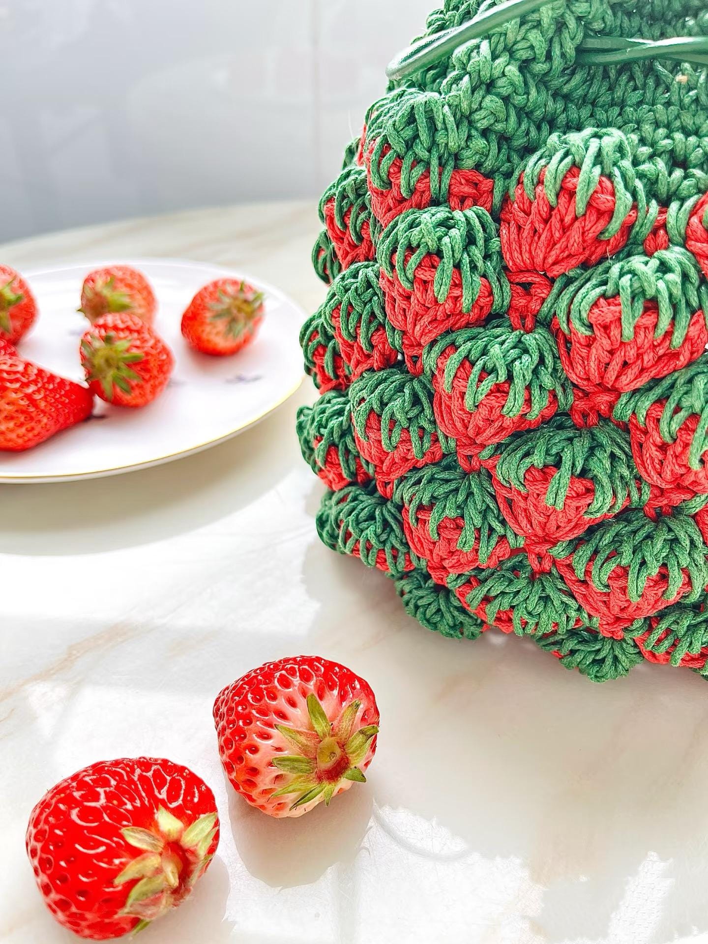 Strawberry Pouch Crochet Pattern – Summer Fruit Handbag PDF