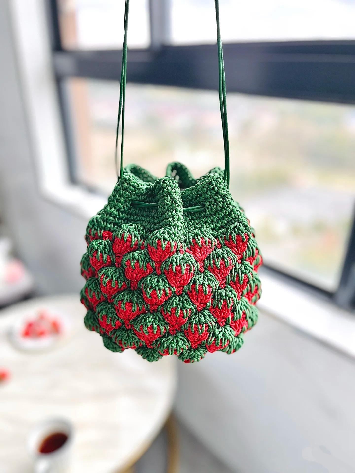 Strawberry Pouch Crochet Pattern – Summer Fruit Handbag PDF