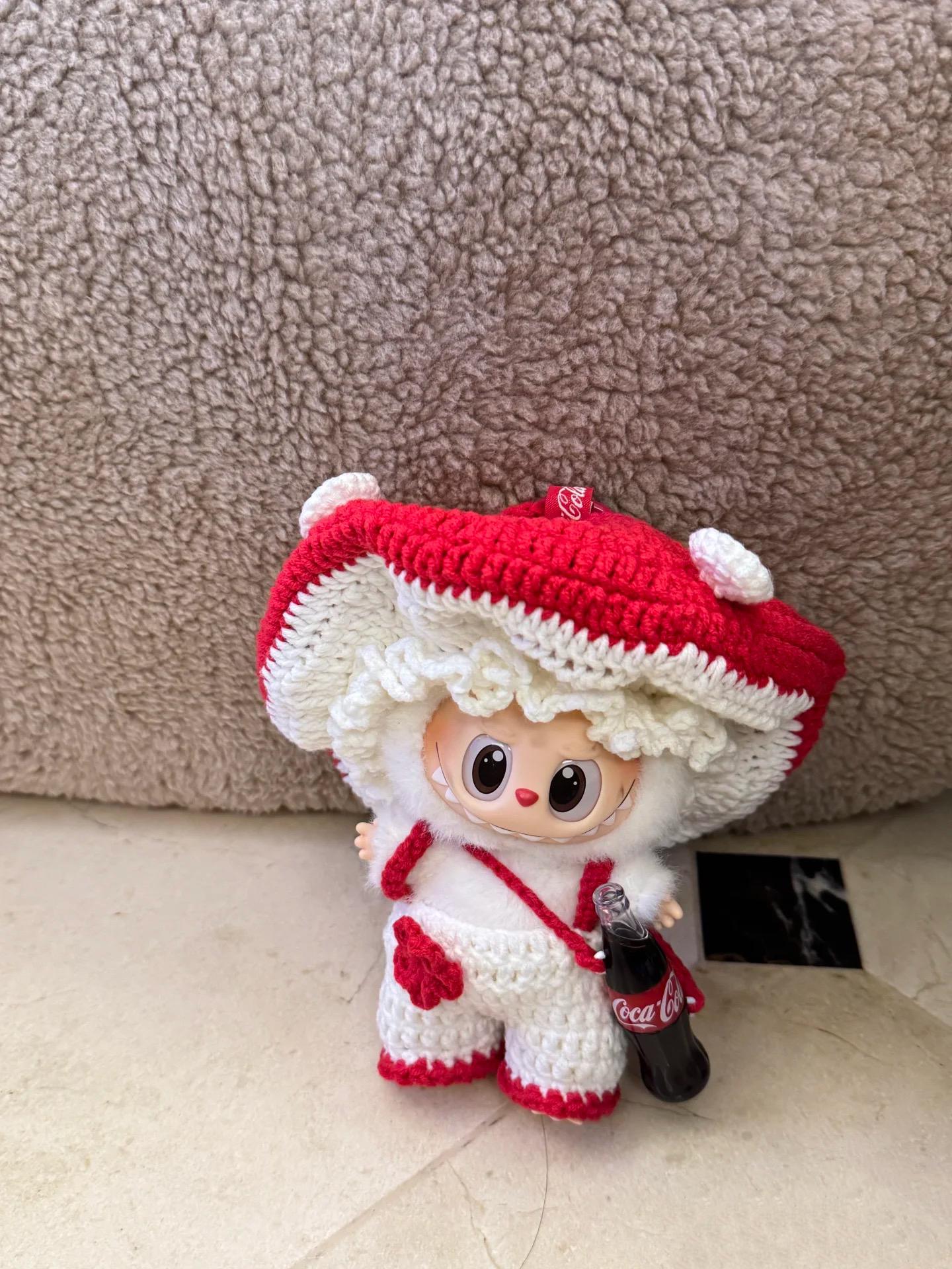 Labubu Mushroom Outfit Crochet Pattern - Circus Doll Clothes PDF, Kawaii Costume for Labubu Doll, Fits Labubu Gen 1/2/3