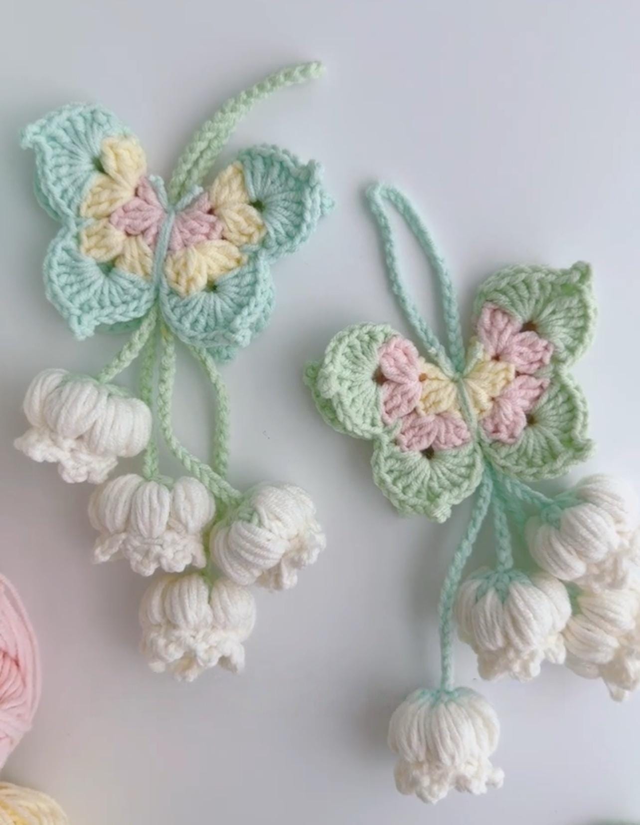 Butterfly Lily of the Valley Pendant Crochet Pattern - Easy Hanging Charm PDF