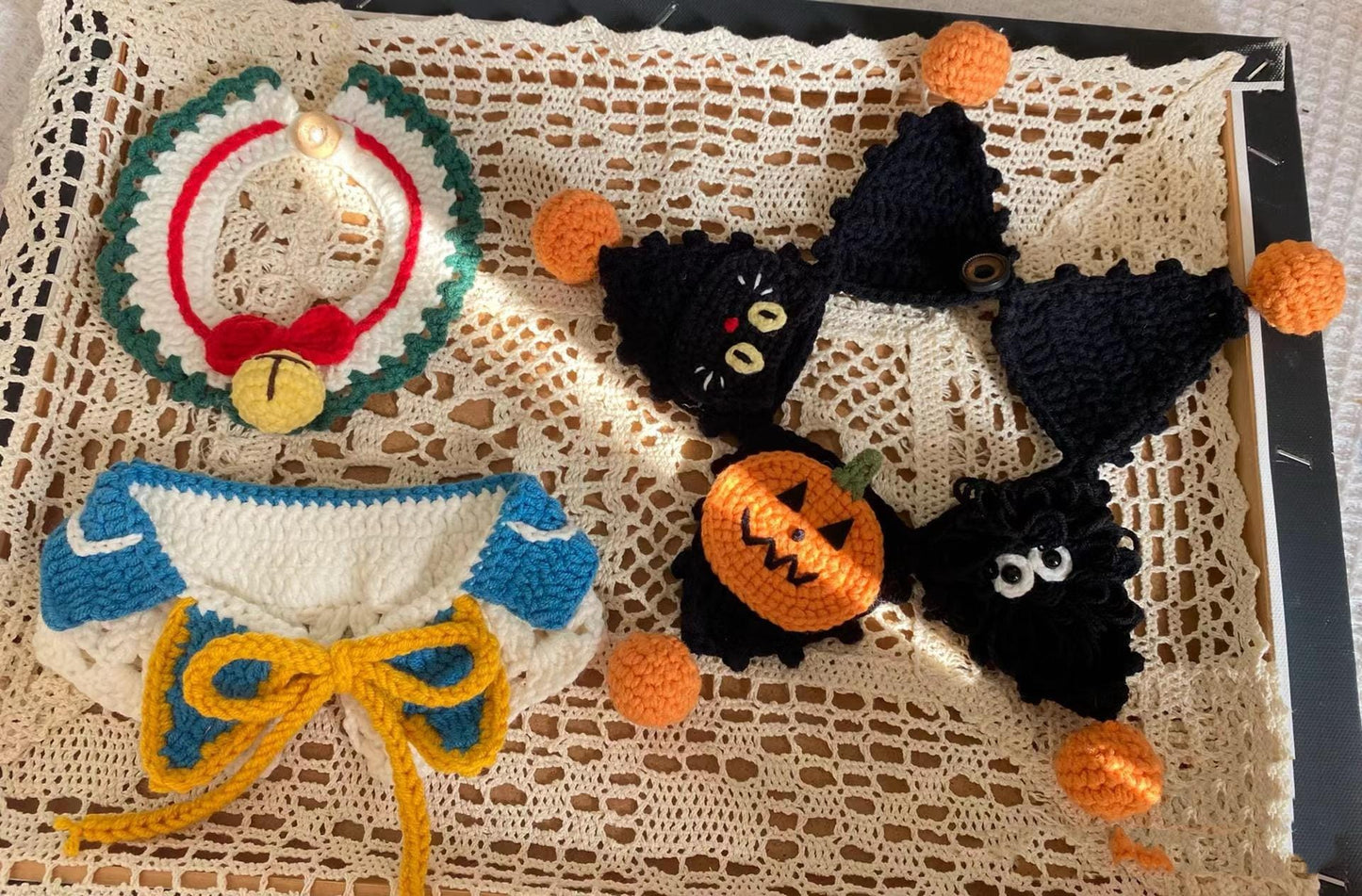 PDF Crochet Pattern Pumpkin Halloween pet collar