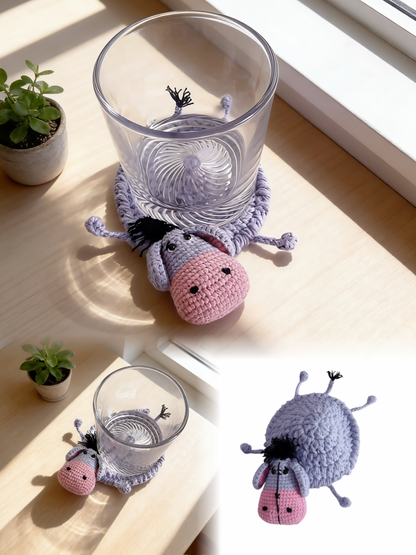PDF+ Video 14-in-1 Animal Crochet Coaster Pattern Set, Amigurumi Mug Rug, Funny Animal Mug Rugs
