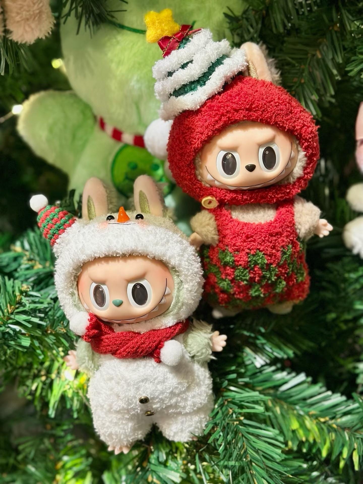 2in1 Labubu Christmas Outfit Crochet Pattern Collection – Snowman,  Christmas Tree Suit – Holiday  Gift , Fits Labubu Gen 1/2/3