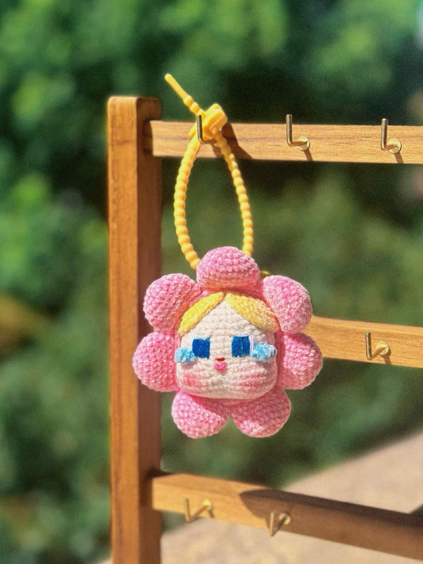 Crybaby Keychain Flower Girl Crochet Pattern – Cute Amigurumi Keychain PDF, Emotional Plushie Bag Charm, Kawaii Handmade Gift Idea