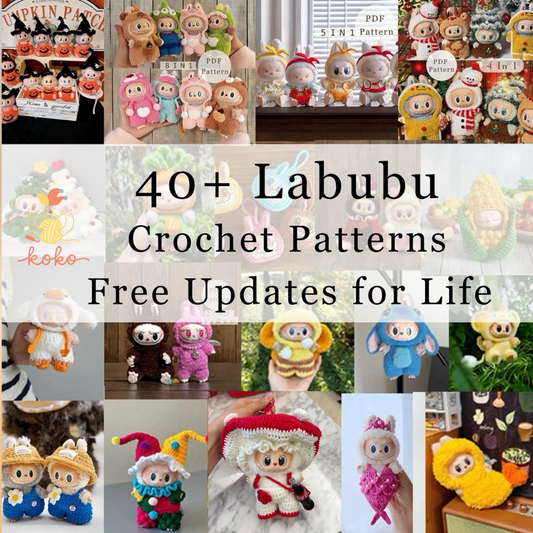 Labubu Crochet Pattern Bundle PDF · 40+ Outfits Plushies Accessories · Amigurumi Doll Clothes Set · Digital Download