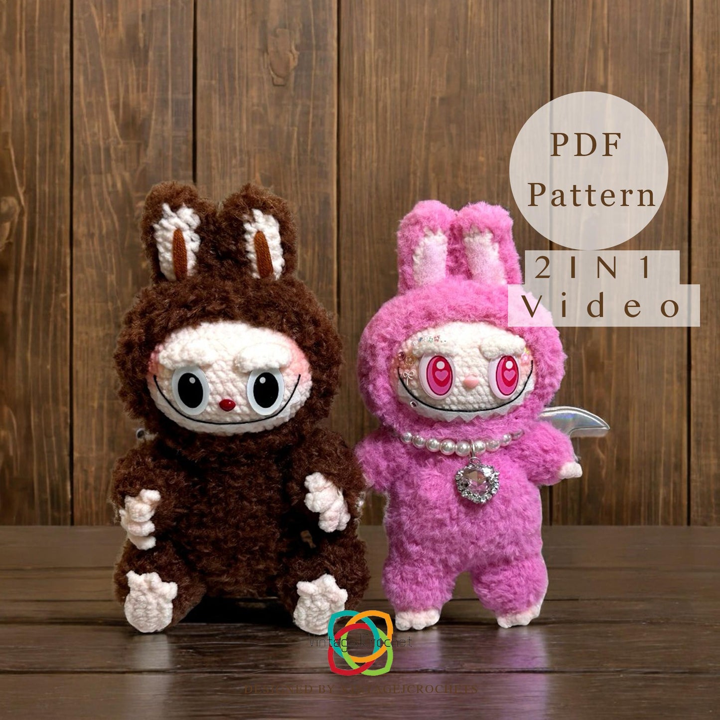 PDF+Video Labubu and Zimomo Crochet 2-in-1 Pattern Collection - Amigurumi Doll Outfits PDF