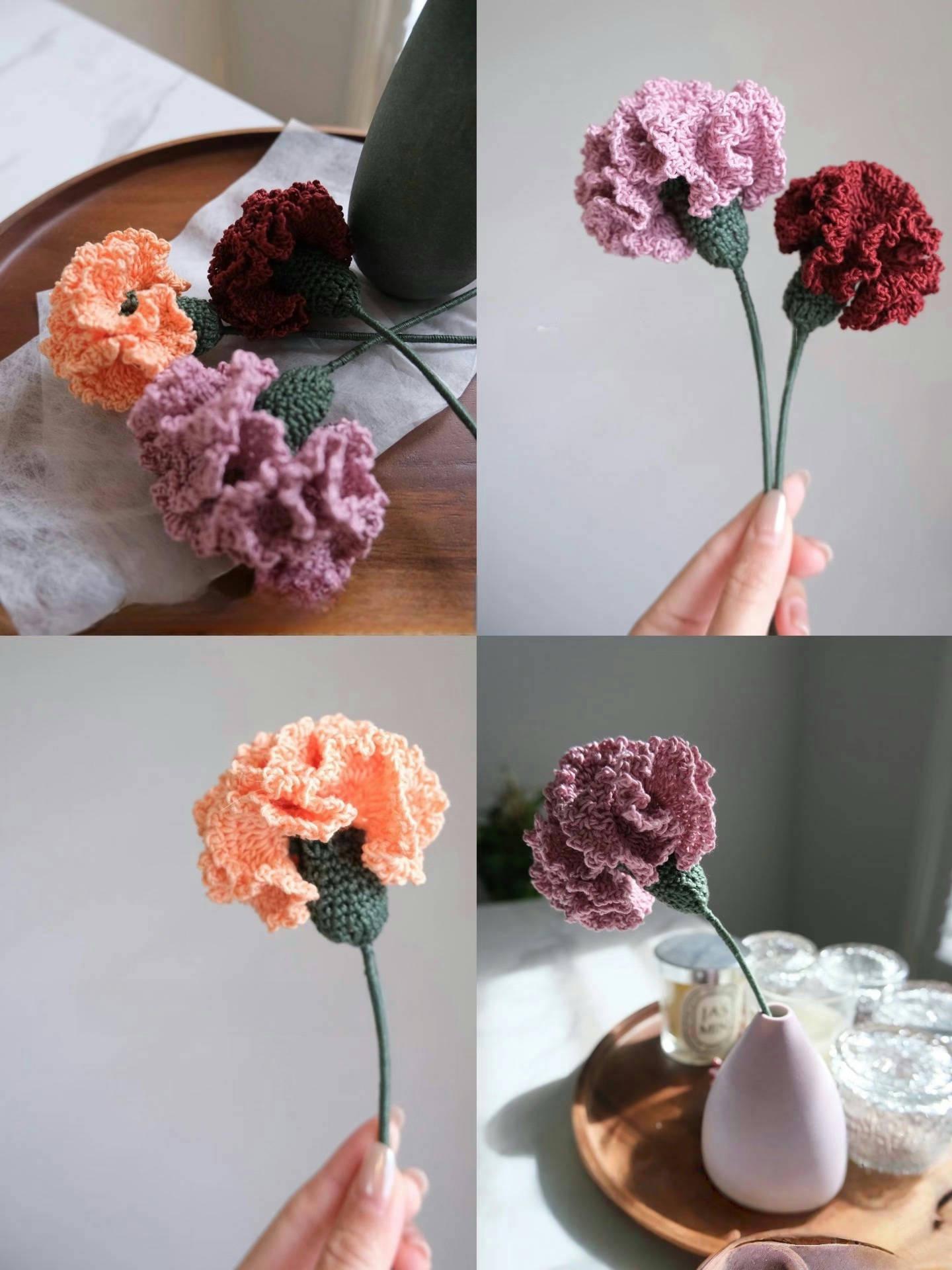 PDF Carnation  Flower Crochet Pattern