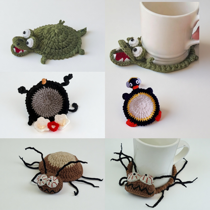 20-in-1 Animal Crochet Coaster Patterns, Mug Hugger Bundle, animals cup holder (PDF + VIDEO TUTORIAL)