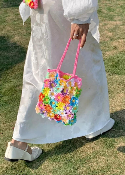 Summer Flower Tote Bag Crochet Pattern, Sunflower Crochet Bag Pattern – Colorful Flower Tote PDF – Summer Boho Festival Purse DIY Pattern
