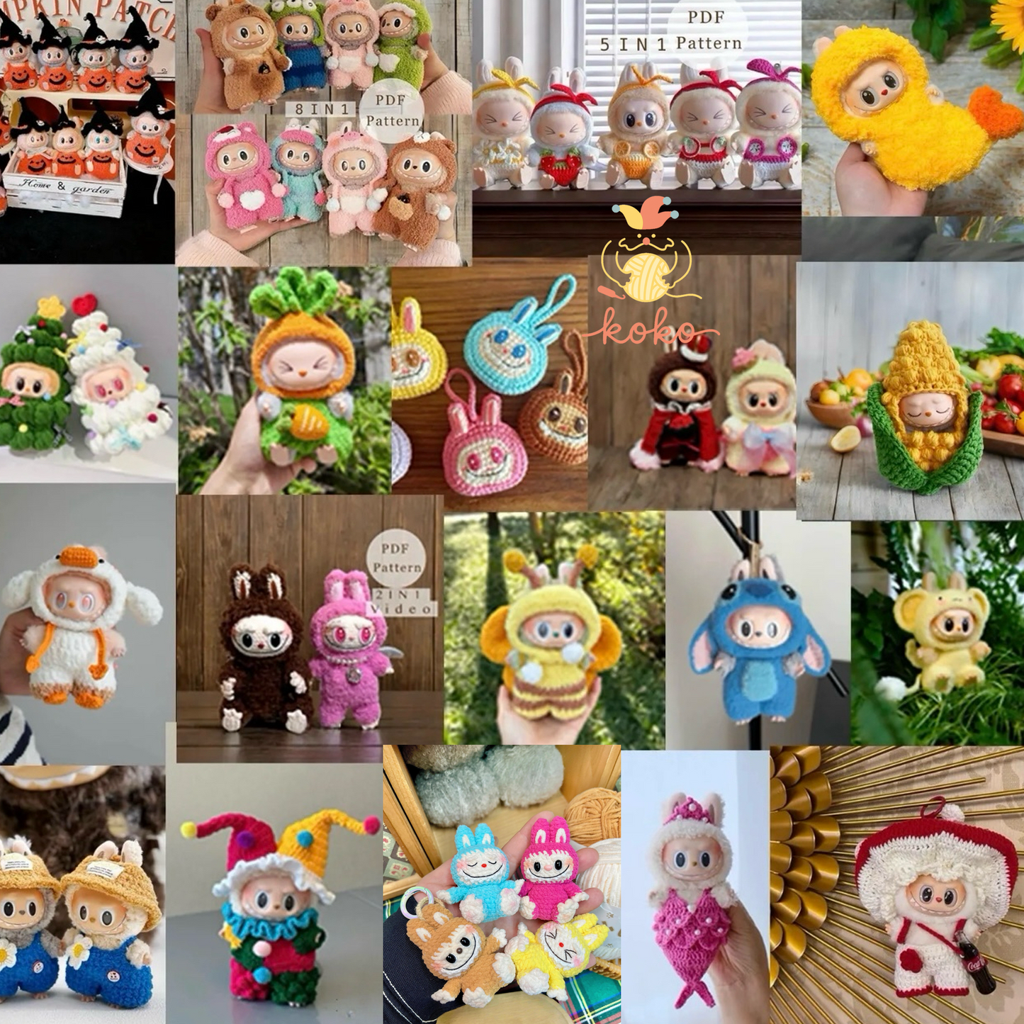 Labubu Crochet Pattern Bundle PDF · 40+ Outfits Plushies Accessories · Amigurumi Doll Clothes Set · Digital Download