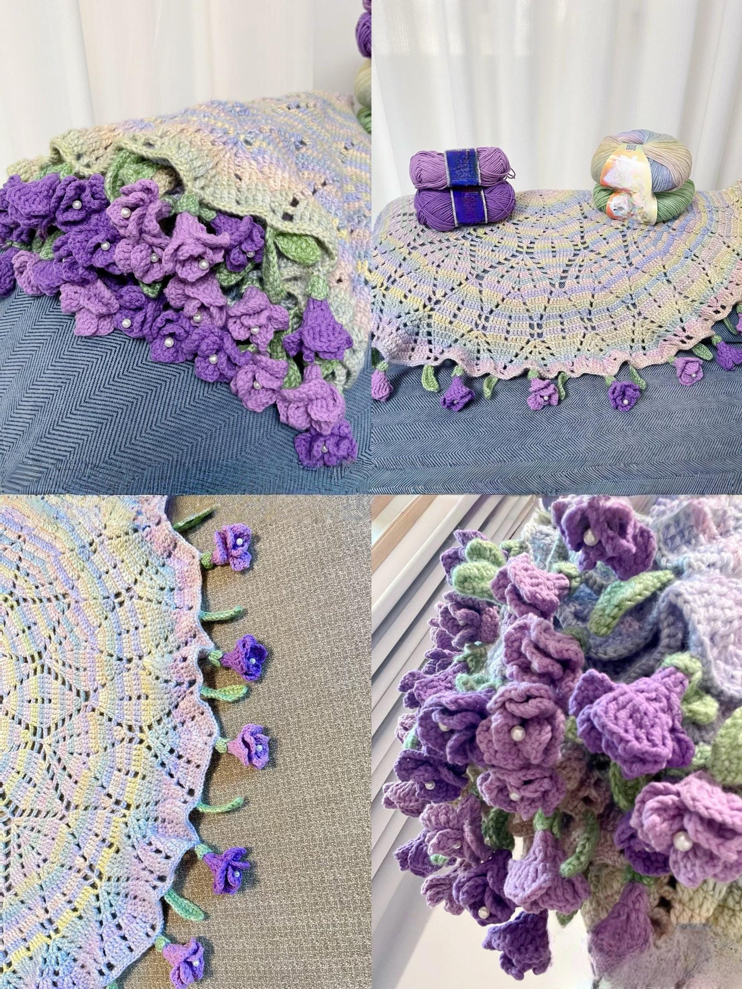 Bouquet Crochet Blanket Pattern – 3in1 Flower Afghan PDF – Rose, Jasmine & Freesia Throw – Wedding, Gift, Home Decor DIY