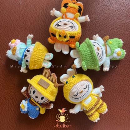 5 in 1 Labubu Doll and Outfits Crochet Pattern PDf