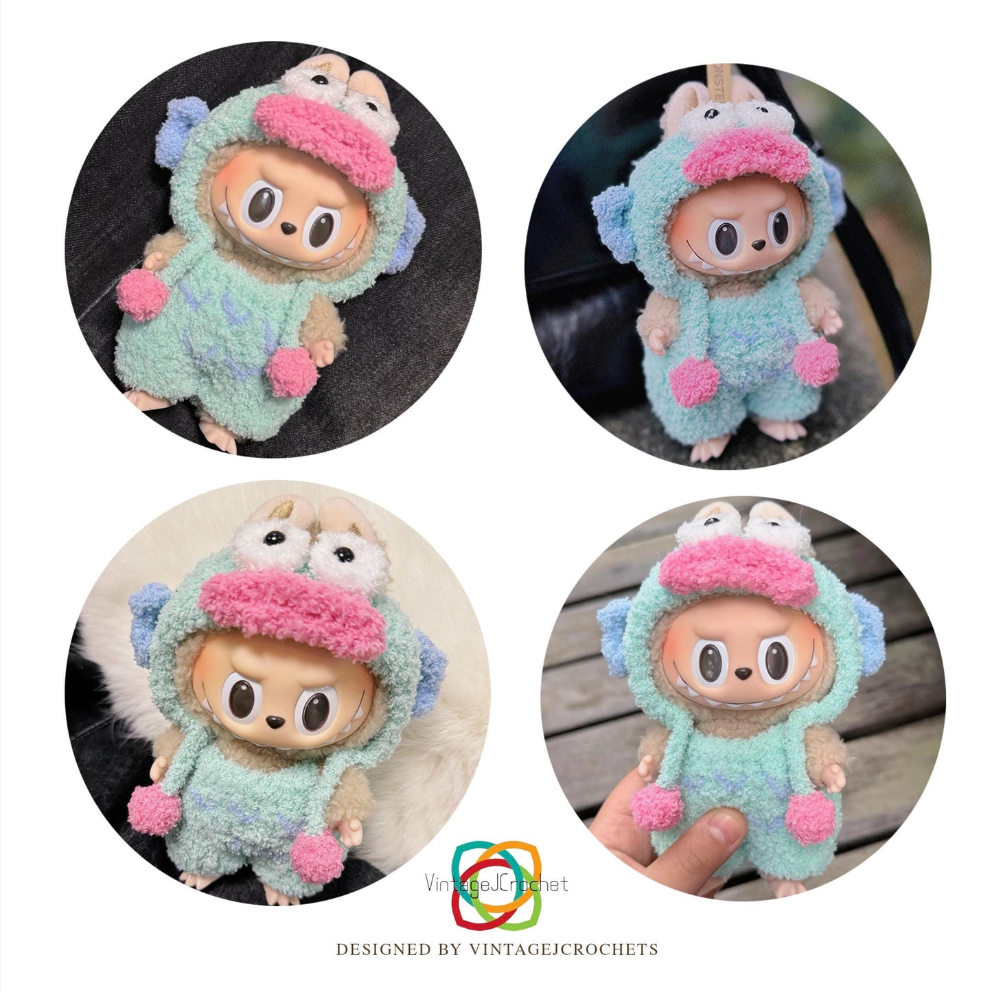PDF+Video 8 in 1  Labubu Crochet Clothes Pattern – 8in1 Amigurumi Doll Outfits PDF Plush Costume Set –Labubu Accessories Pattern, Fits Gen 1/2/3
