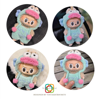 PDF+Video 8 in 1  Labubu Crochet Clothes Pattern – 8in1 Amigurumi Doll Outfits PDF Plush Costume Set –Labubu Accessories Pattern, Fits Gen 1/2/3