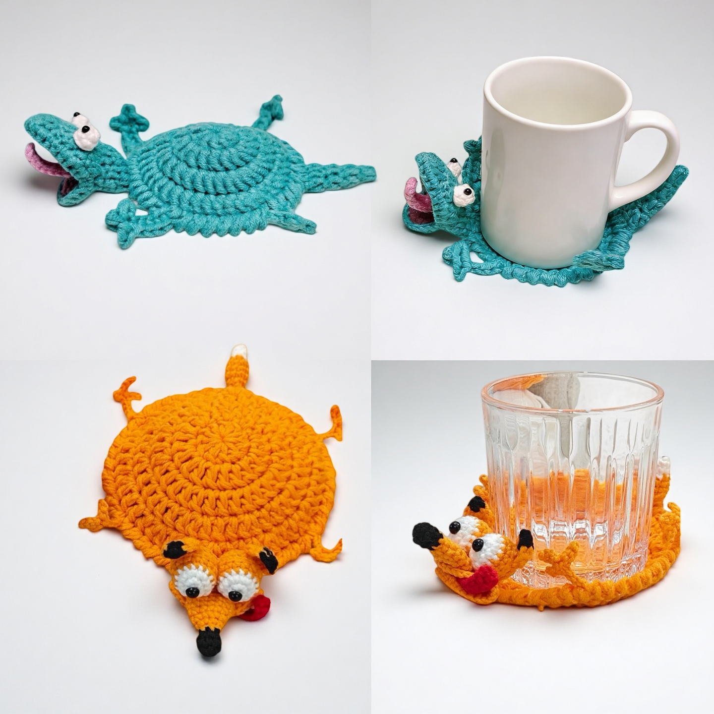 20-in-1 Animal Crochet Coaster Patterns, Mug Hugger Bundle, animals cup holder (PDF + VIDEO TUTORIAL)