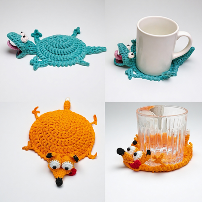 20-in-1 Animal Crochet Coaster Patterns, Mug Hugger Bundle, animals cup holder (PDF + VIDEO TUTORIAL)
