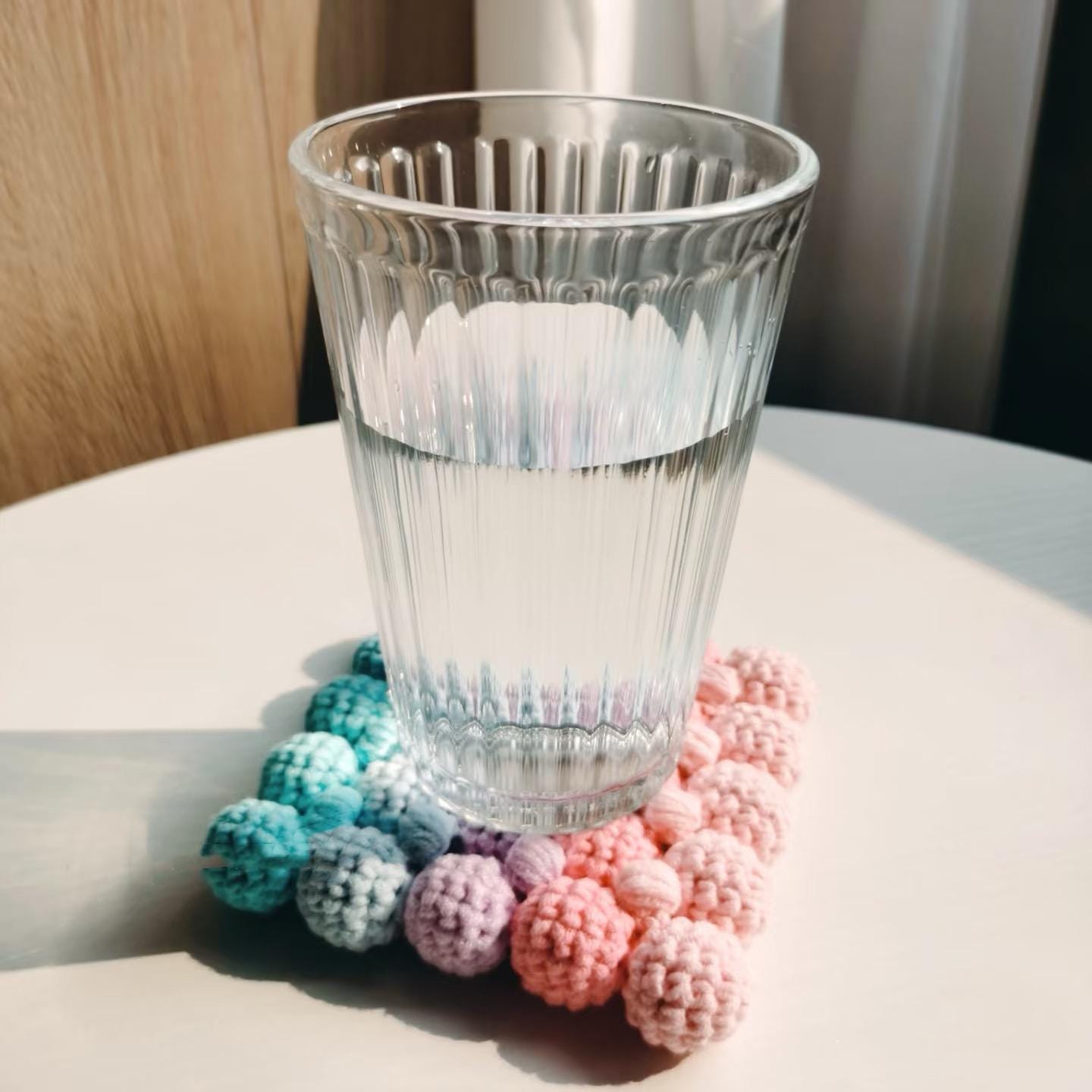 CROCHET PATTERN - Pastel Gradient Puff Ball Coaster Crochet Pattern, Flower Crochet, Handmade gift coasters,