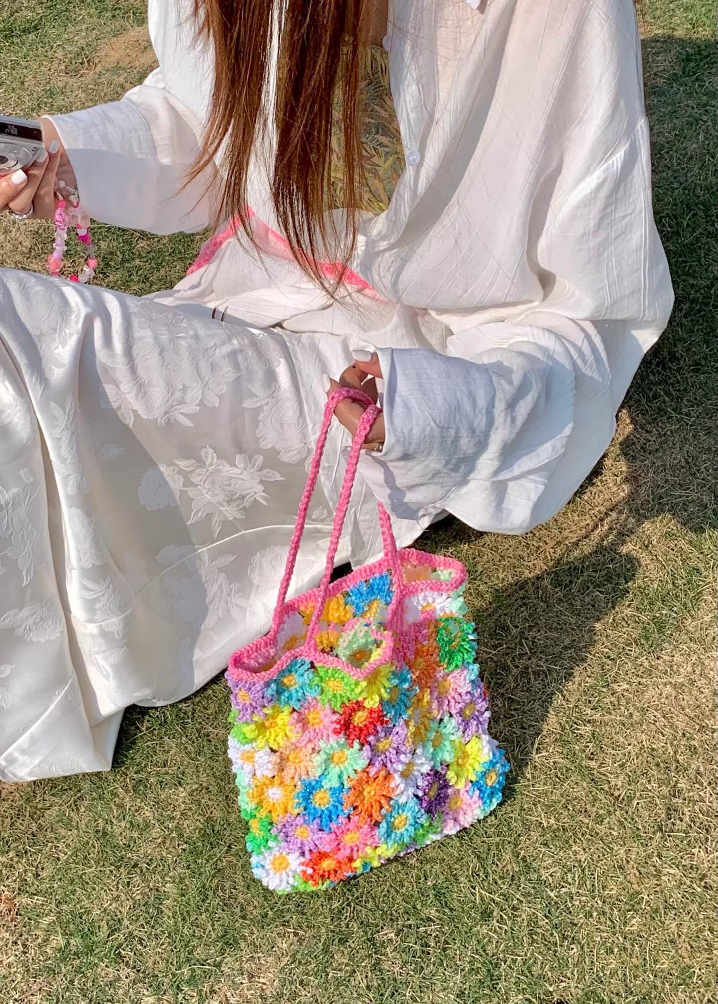 Summer Flower Tote Bag Crochet Pattern, Sunflower Crochet Bag Pattern – Colorful Flower Tote PDF – Summer Boho Festival Purse DIY Pattern