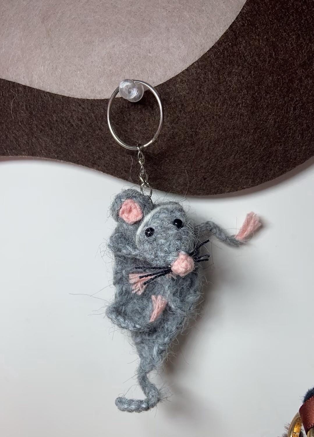 PDF+ Video Funny Crochet Rat Pattern, Hanging Amigurumi Mouse Bag Charm, Quirky Crochet Animal PDF, Rat Ornament, Handmade Gift