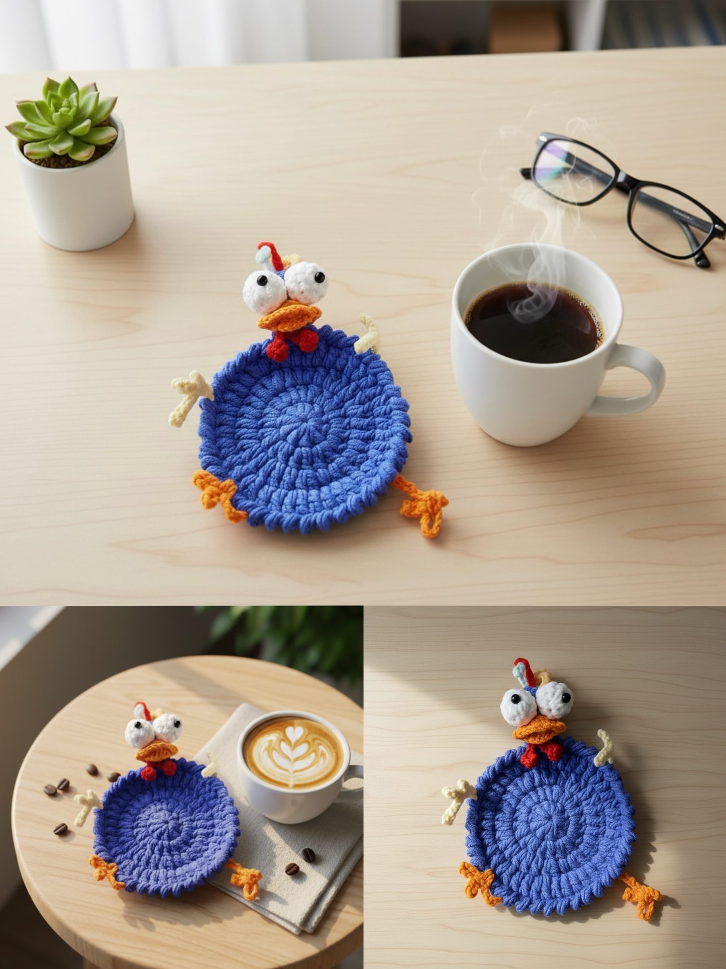 PDF+ Video 9-in-1 Animal Coaster Crochet  Pattern Set, Amigurumi Mug Rug, Funny Animal Crochet Coaster Pattern Bundle