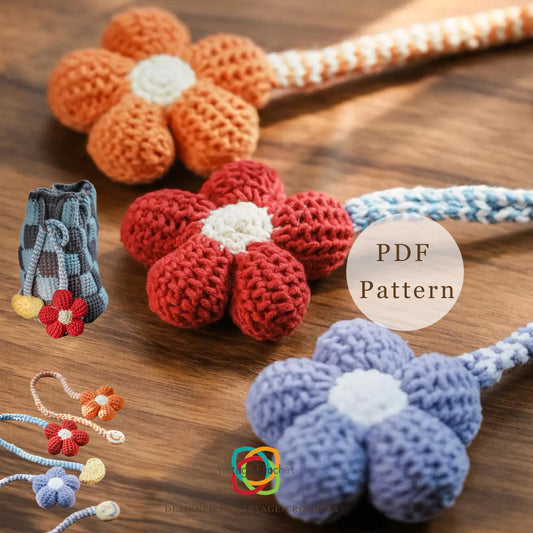 Flower keychain Crochet Pattern , flower decorative keycharm,