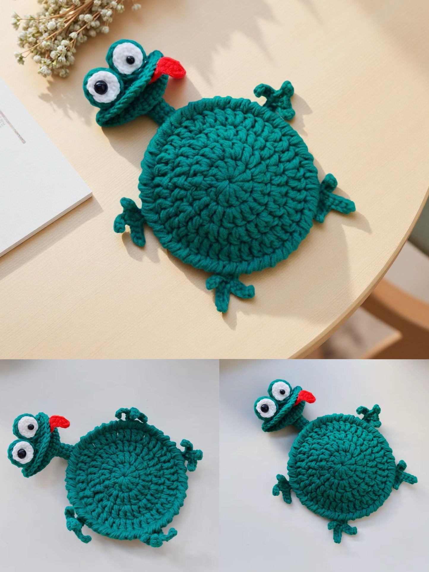 PDF+ Video 6-in-1 Animal Crochet Coaster Pattern Set, Amigurumi Mug Rug, Funny Animal Mug Rugs