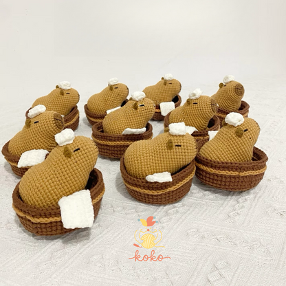 Bathing Capybara taking a bath crochet pattern