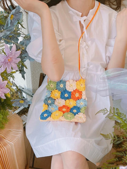 CROCHET PATTERN ⨯ Monet's Garden Flower Tote Bag, Flower Purse Crochet Pattern – Colorful Granny Square Bag – Summer Crossbody DIY Pattern