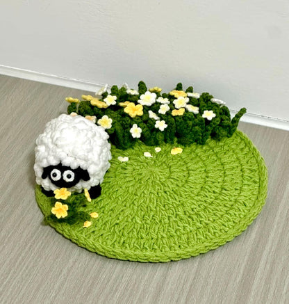 CROCHET PATTERN  - lamb and flowers Coaster Crochet Pattern, sheep Crochet, Handmade gift coasters,