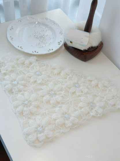 Puff Flower Crochet Bandana Pattern – Floral Triangle Head Scarf PDF