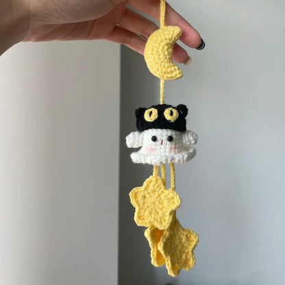 7-in-1 Halloween Ghost Car Charm Crochet Pattern – Cute Spooky car Hanging pendant, Amigurumi PDF Gift for Halloween Decor，Car ghost hanger