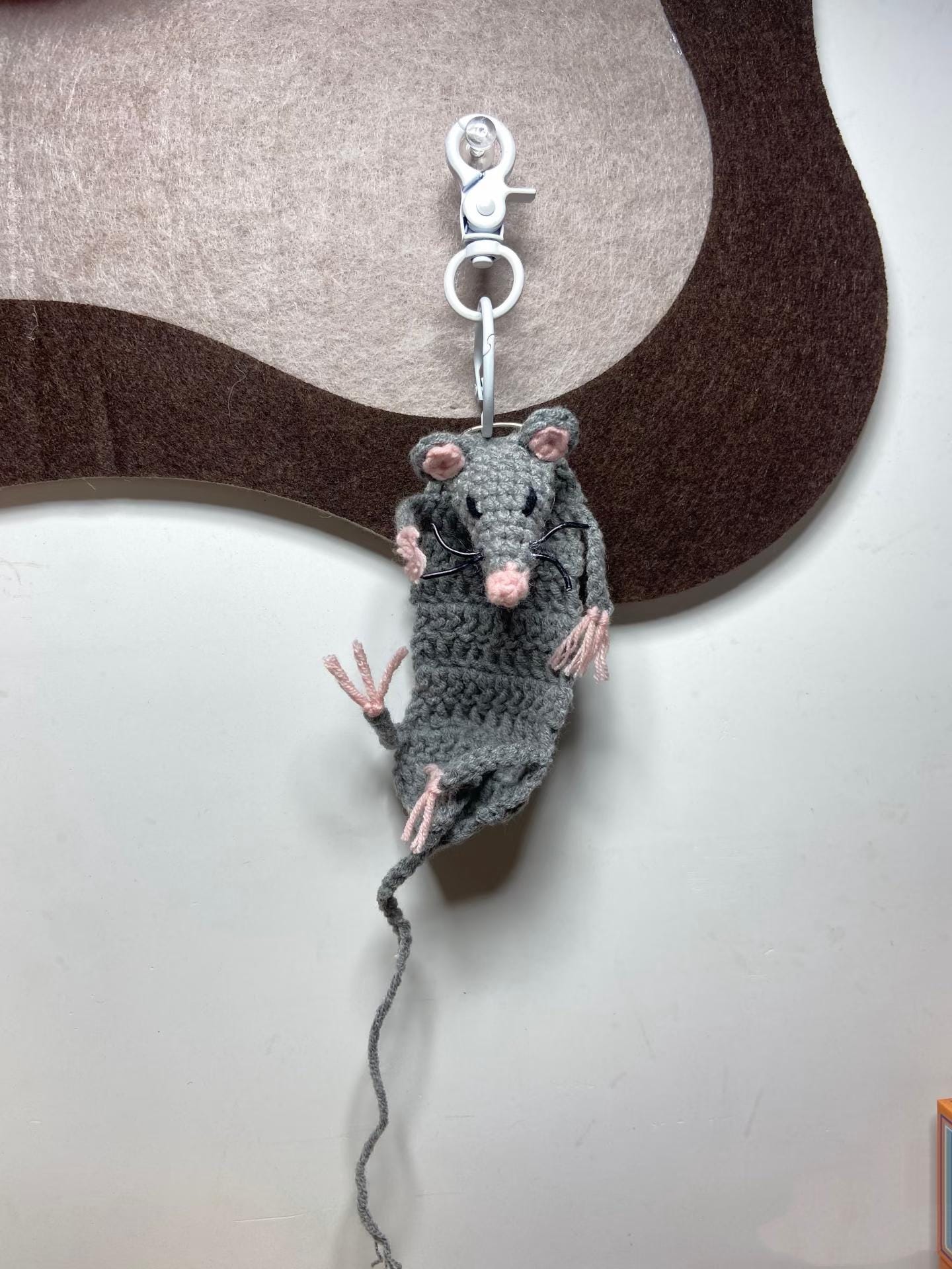 PDF+ Video Funny Crochet Rat Pattern, Hanging Amigurumi Mouse Bag Charm, Quirky Crochet Animal PDF, Rat Ornament, Handmade Gift