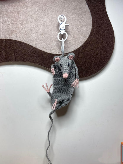 PDF+ Video Funny Crochet Rat Pattern, Hanging Amigurumi Mouse Bag Charm, Quirky Crochet Animal PDF, Rat Ornament, Handmade Gift