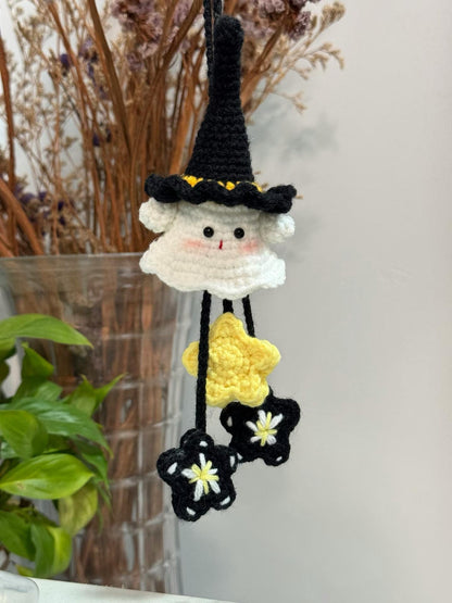 7-in-1 Halloween Ghost Car Charm Crochet Pattern – Cute Spooky car Hanging pendant, Amigurumi PDF Gift for Halloween Decor，Car ghost hanger