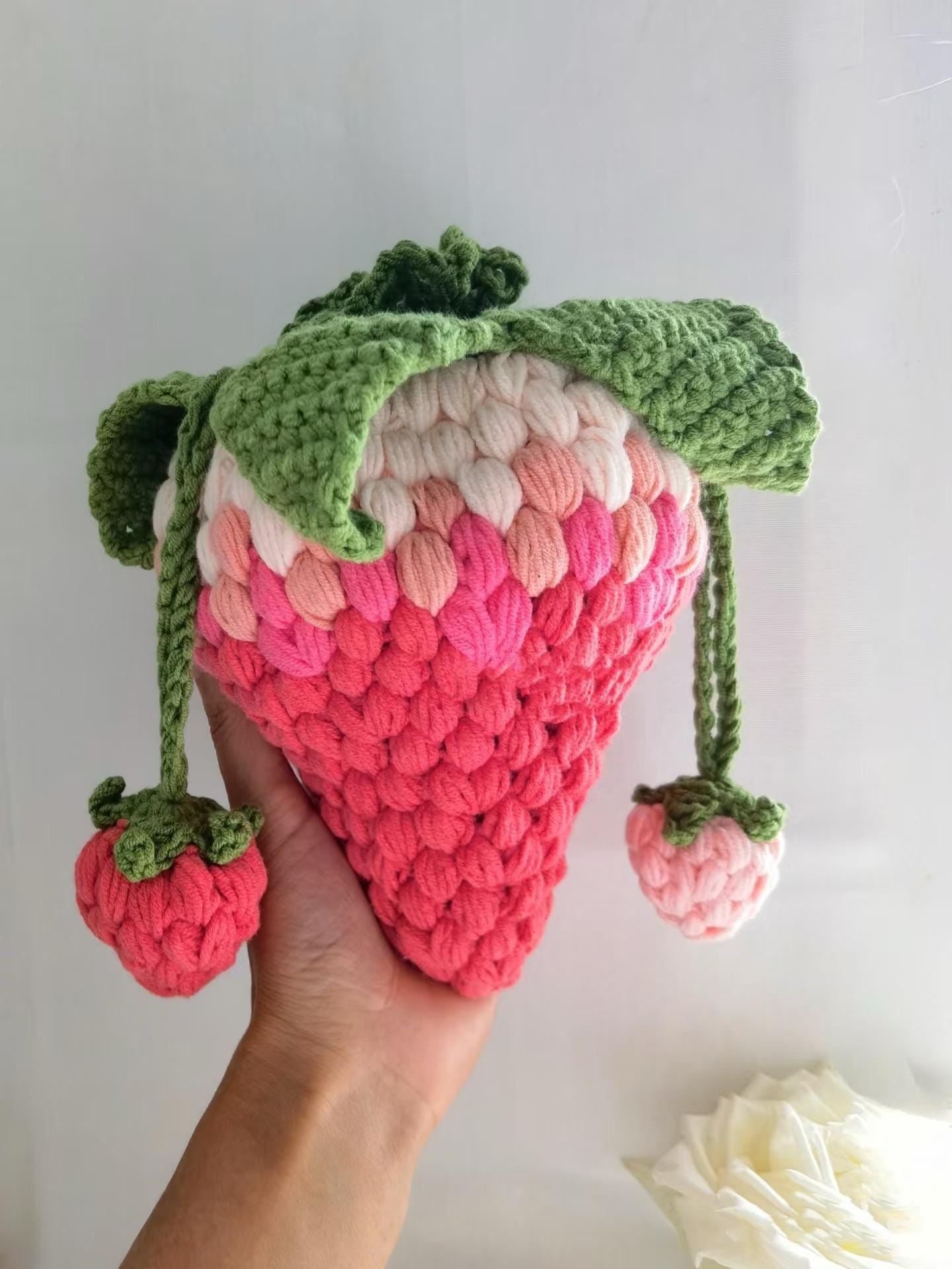 PDF Crochet Pattern, Strawberry Drawing string Pouch,
