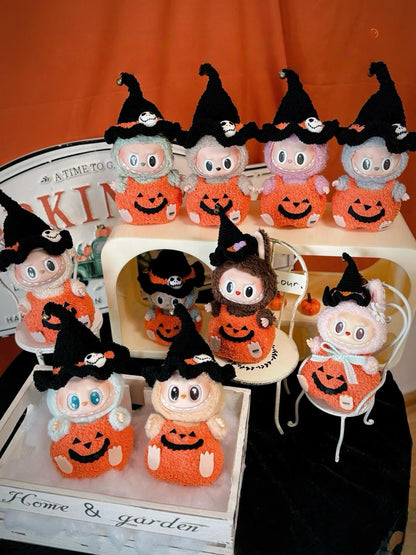 Pumpkin Labubu Crochet Pattern PDF – Halloween Witch Costume for Plush Doll – Amigurumi Outfit for Labubu Fans – Fits Labubu Gen 1/2/3