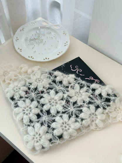 Puff Flower Crochet Bandana Pattern – Floral Triangle Head Scarf PDF