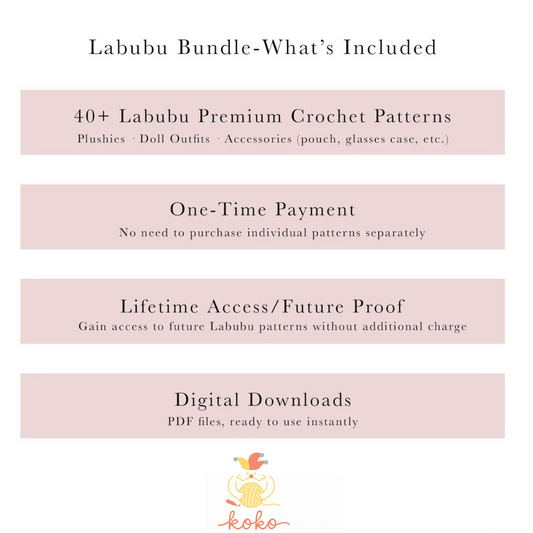 Labubu Crochet Pattern Bundle PDF · 40+ Outfits Plushies Accessories · Amigurumi Doll Clothes Set · Digital Download