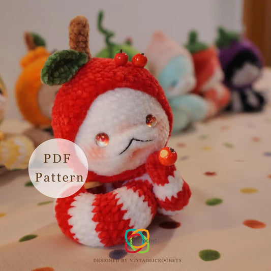 Apple Snake Amigurumi Crochet Pattern ,Apple Snake, 2025 Snake Year Gift,