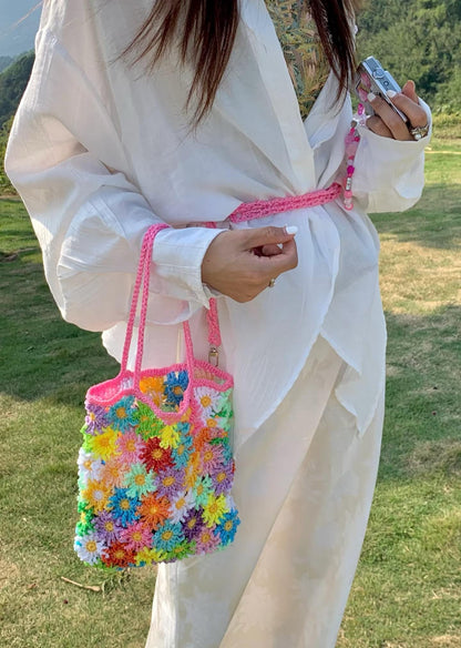 Summer Flower Tote Bag Crochet Pattern, Sunflower Crochet Bag Pattern – Colorful Flower Tote PDF – Summer Boho Festival Purse DIY Pattern