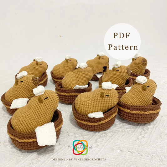 Bathing Capybara taking a bath crochet pattern, special handmade gifts