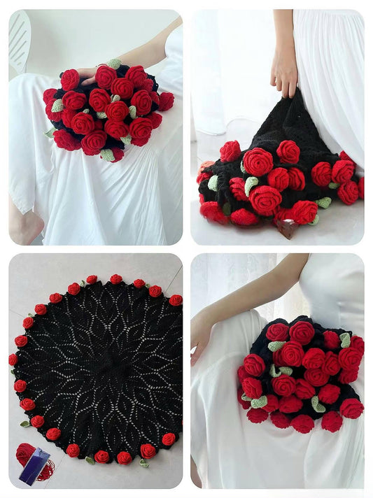 CROCHET PATTERN  -Rose Blanket Crochet Pattern, Flower Crochet, Handmade gift