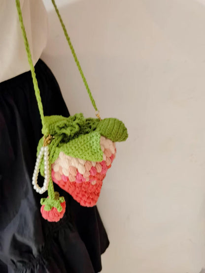 PDF Crochet Pattern, Strawberry Drawing string Pouch,