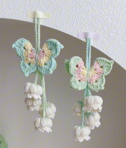 Butterfly Lily of the Valley Pendant Crochet Pattern - Easy Hanging Charm PDF