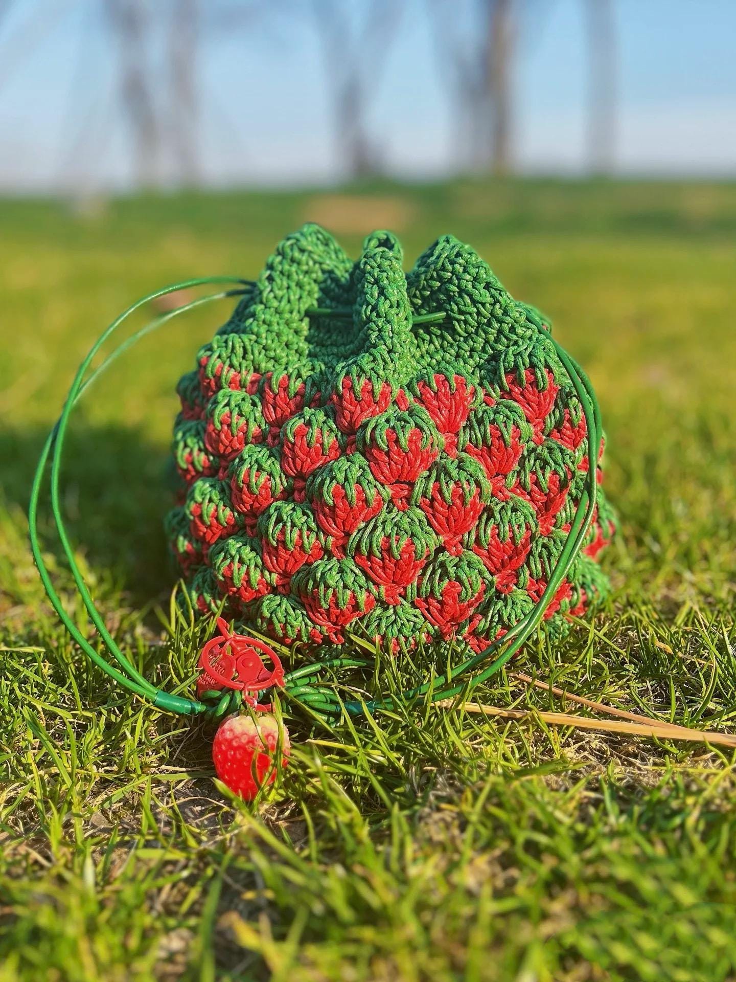 Strawberry Pouch Crochet Pattern – Summer Fruit Handbag PDF